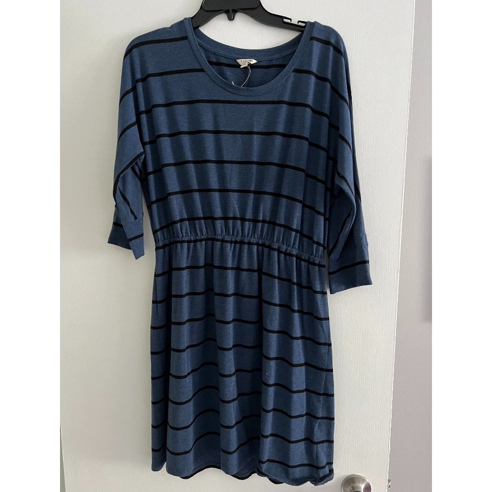 Blue black striped long sleeve dress Sonoma L